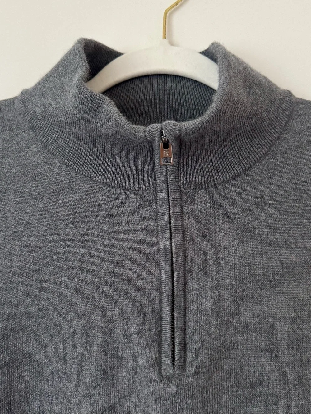 Banana Republic Italian Merino Half-Zip Sweater, Heather Charcoal Grey – Size XL